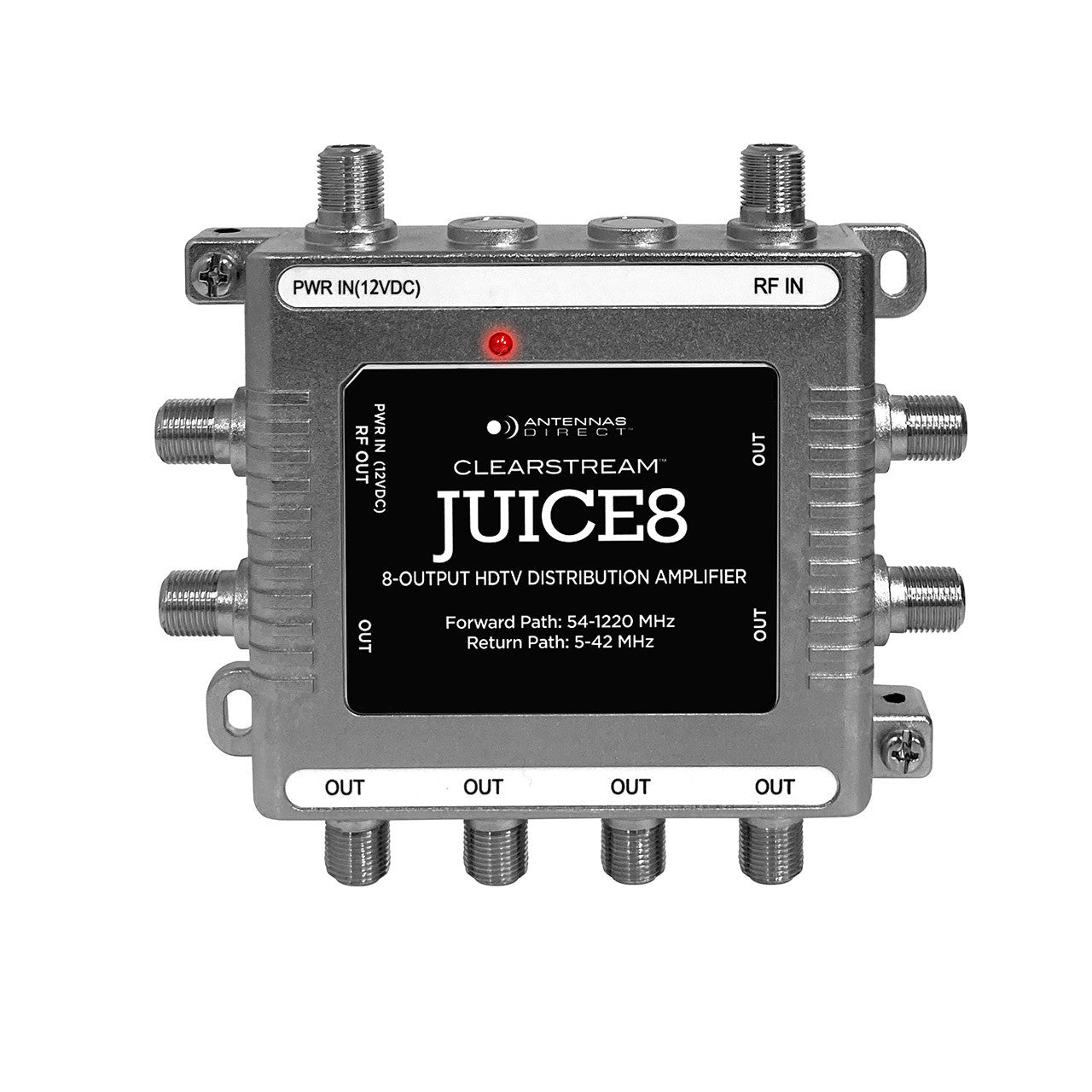 Antennas Direct JUICE8, 8 Output TV/CATV Distribution Amplifier Gain: 6.5 dB per port, Replaces CDA8