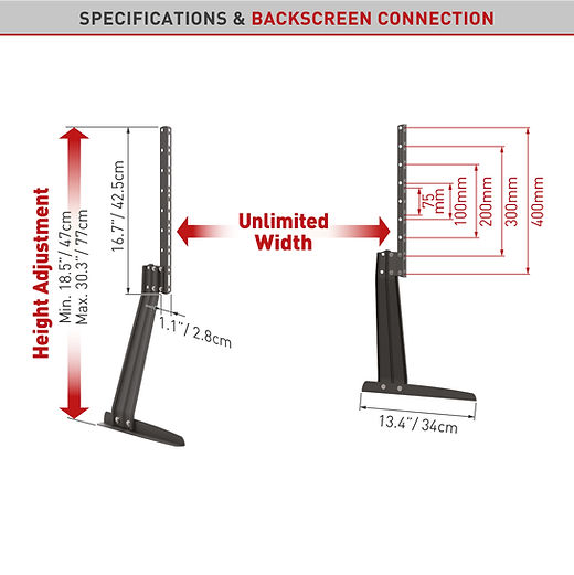 Barkan S40 Universal Table Top TV Stand Legs for Most 32"- 70" LED/LCD Flat Panel TV, Replaces HTA 327.