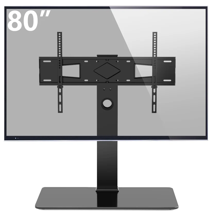 HTA UT5001 Swivel Tabletop TV Stand with Glass Base for 40" - 80" TVs