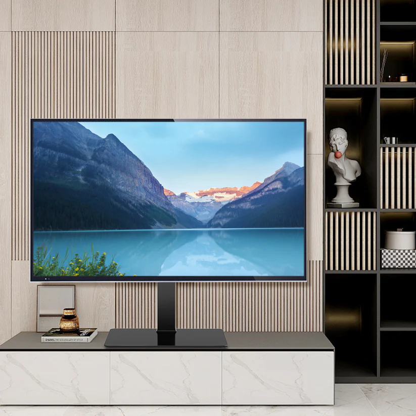 HTA UT5001 Swivel Tabletop TV Stand with Glass Base for 40" - 80" TVs