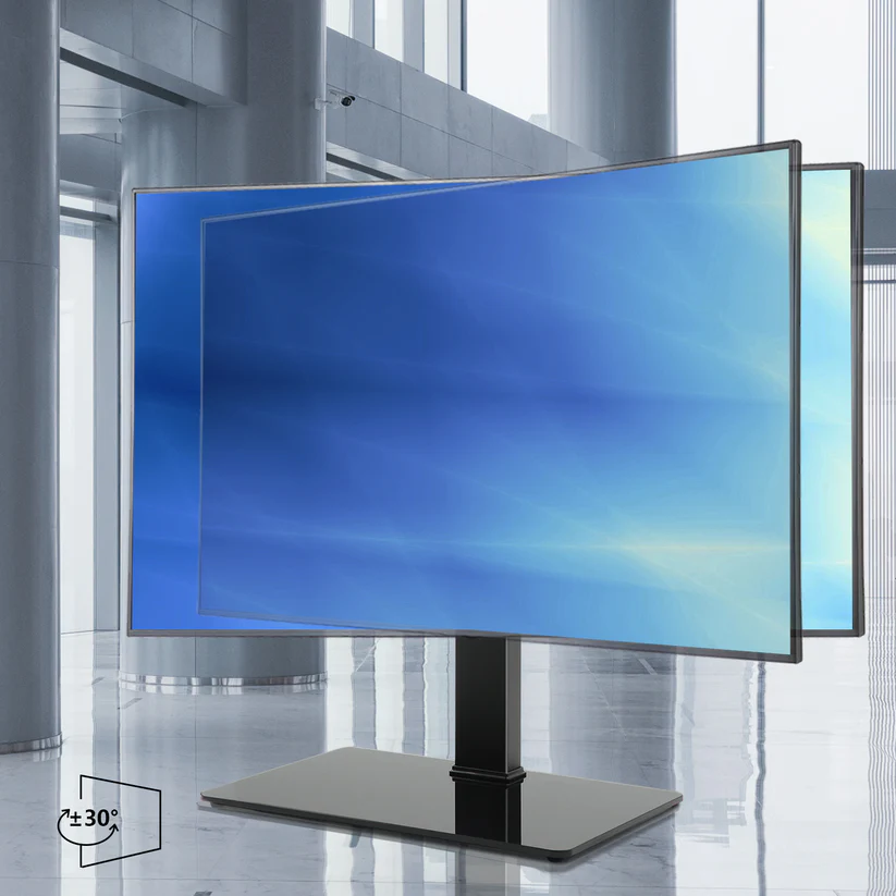 HTA UT5001 Swivel Tabletop TV Stand with Glass Base for 40" - 80" TVs