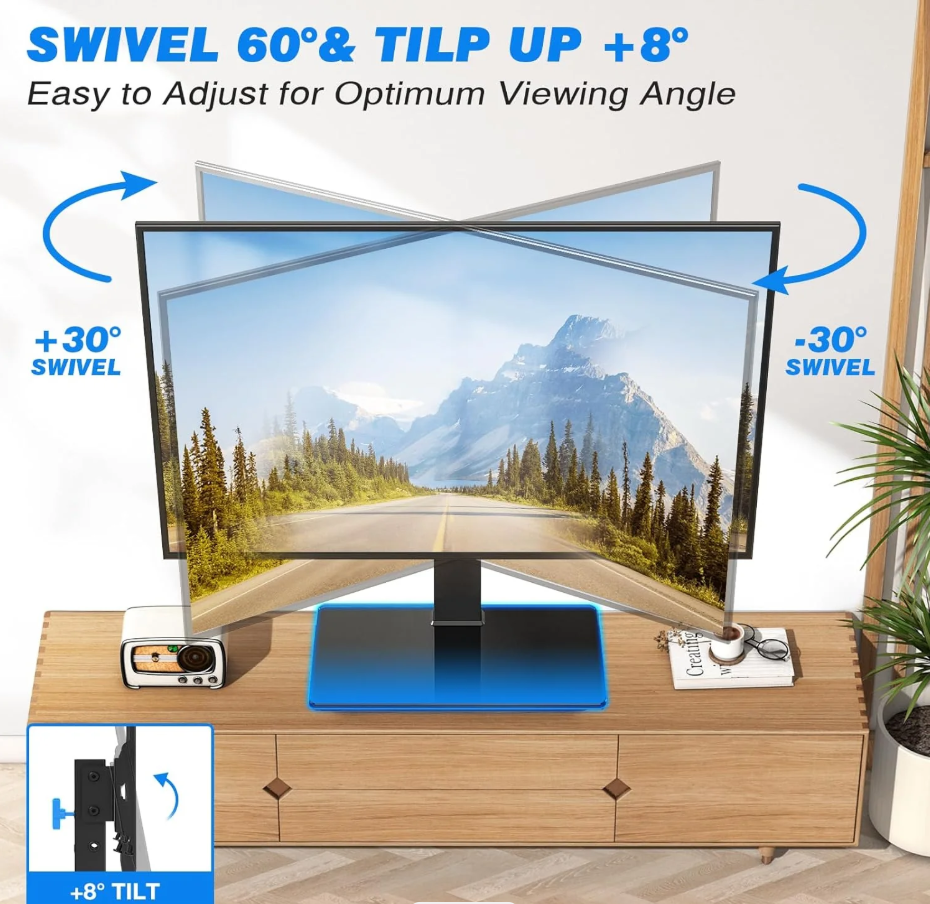 UT6001 Universal Swivel Table Top TV Stand for 32-75 Inch TVs