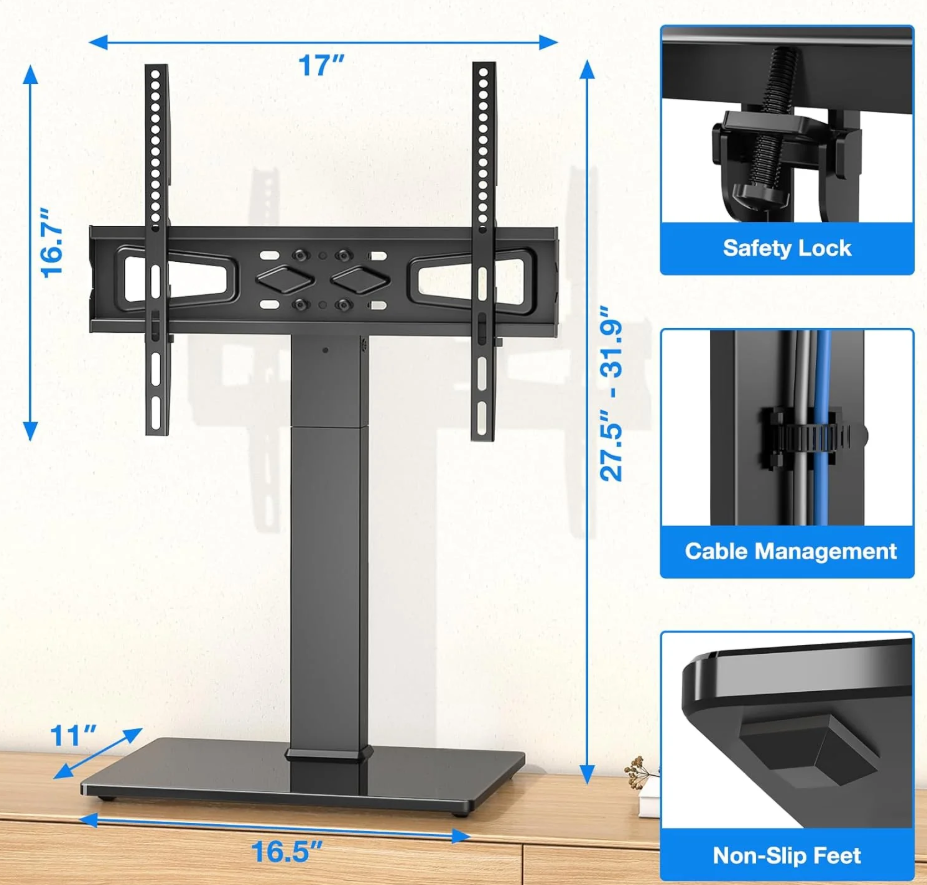 UT6001 Universal Swivel Table Top TV Stand for 32-75 Inch TVs
