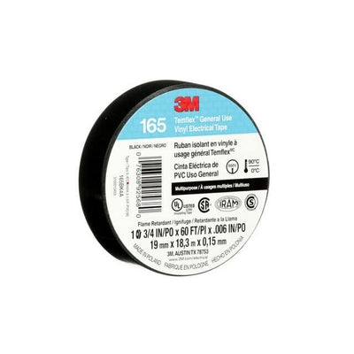3M 165BK4A, Temflex black electrical tape, 3/4" X 60 ft