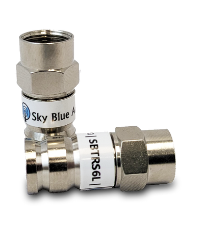 Sky Blue Antenna SBTRS6L, TRS6L RG6 Compression Connector, F-Fitting for RG-6 Coax Cable, locking, internal O-ring