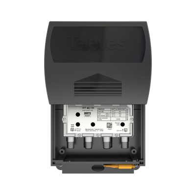 Televes 560383 Single Input Antenna Preamp, 5G Cell Filter, Coaxial F-fitting Connections, Automatic Gain Control (AGC)