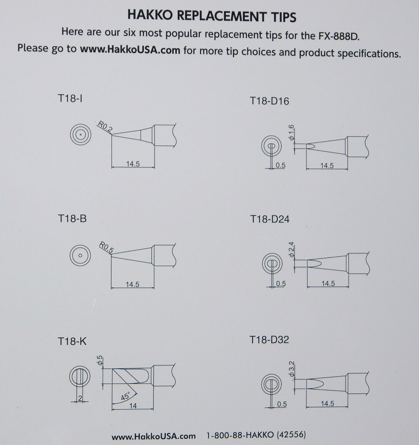 Hakko FX888D-23BY Digital Soldering Station with Hakko's 6 Most Popular Tips, T18-B/I/K/D16/D24/D32