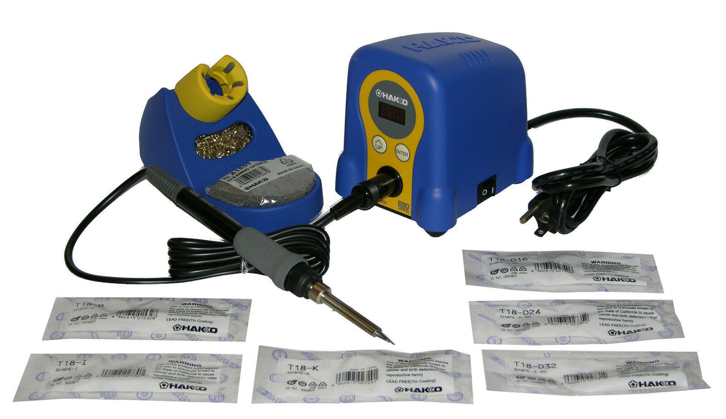 Hakko FX888D-23BY Digital Soldering Station with Hakko's 6 Most Popular Tips, T18-B/I/K/D16/D24/D32