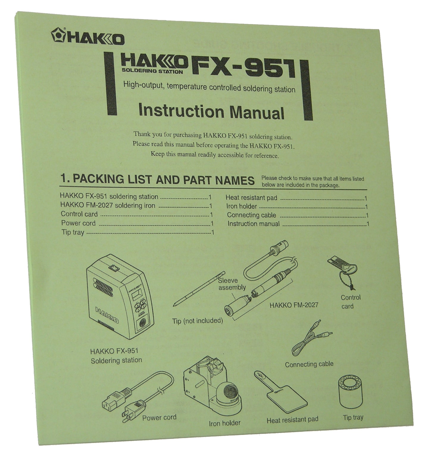 Hakko FX951-66 (FX-951) Digital Solder Station Bundle, Includes Stand FH200-01 +Tip T15-J02
