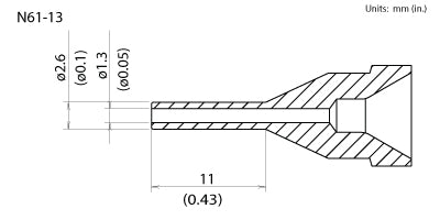 N61-13 Hakko 1.3mm Desoldering Gun Nozzle/Tip For model FR301-03/P FR-301 New