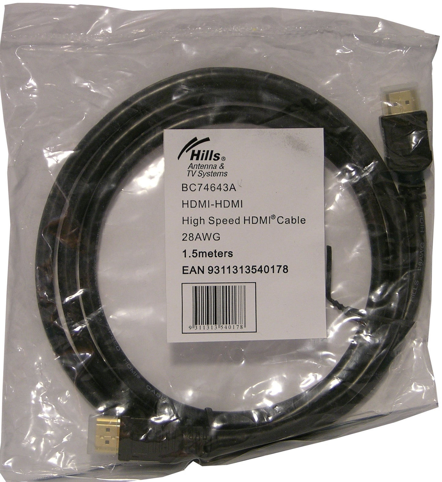 Hills 1.5M (5') High Speed HDMI Cable 28AWG Ver1.4