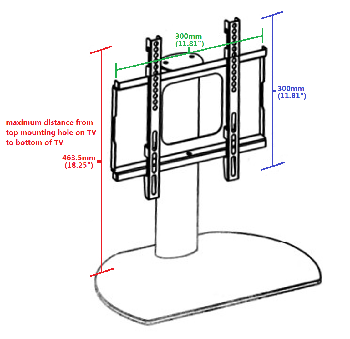 HTA2037 HTA Home Theater Accessories Universal Replacement Swivel TV Stand/Base for 20" - 42" LED/LCD Flat Panel TV
