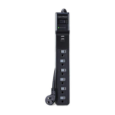 Cyber Power P604URC1, surge strip, 6 outlet, 4' cord, 2 USB power outlets