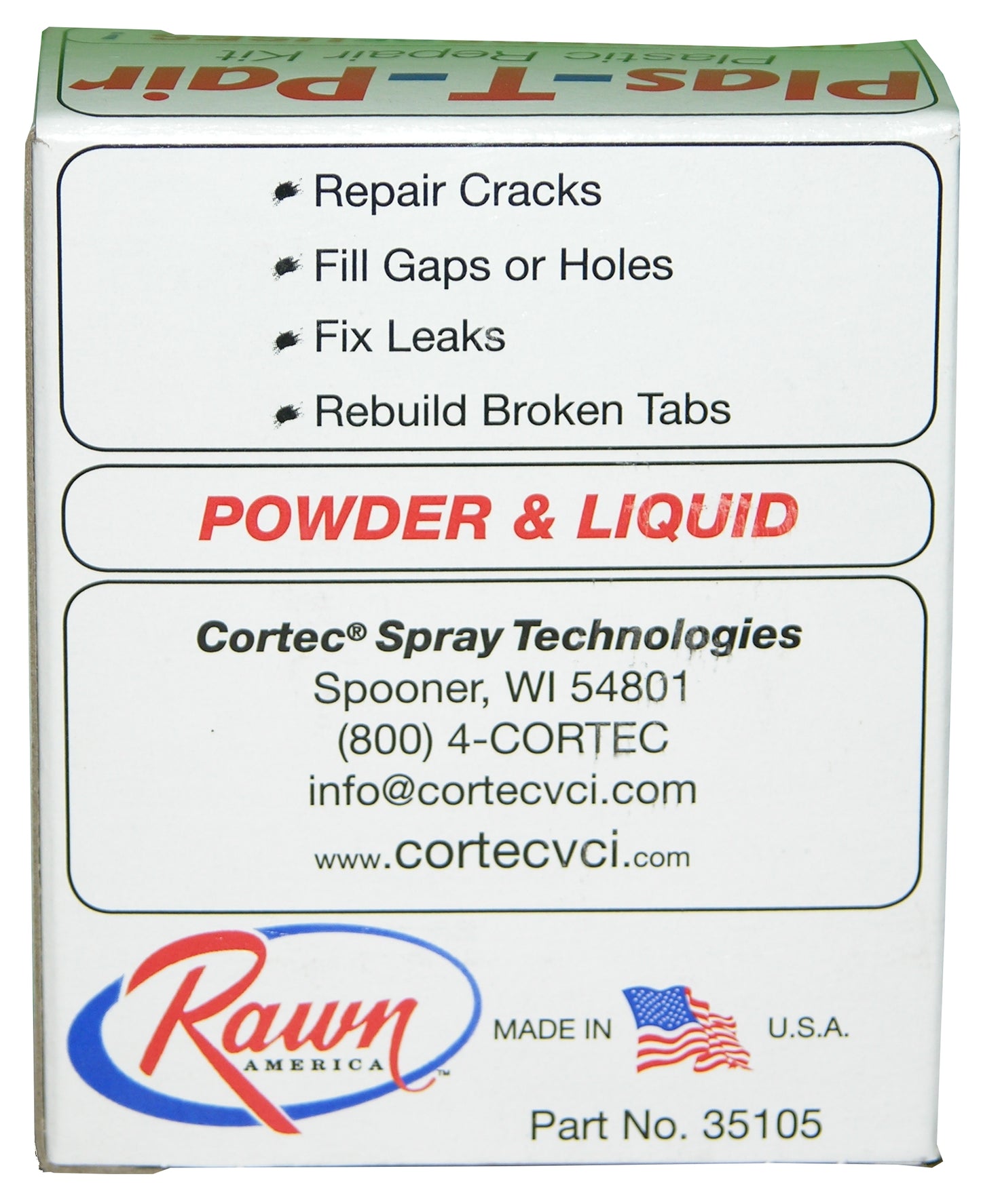 Rawn 35105, Plas-T-Pair Plastic Repair Kit, Mold Parts, Fix Gaps/Holes/Leaks