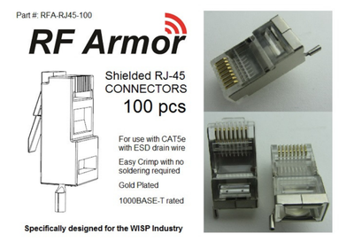 Netonix RJ45-100, RJ-45 CONNECTORS, SHIELDED, 100 PACK