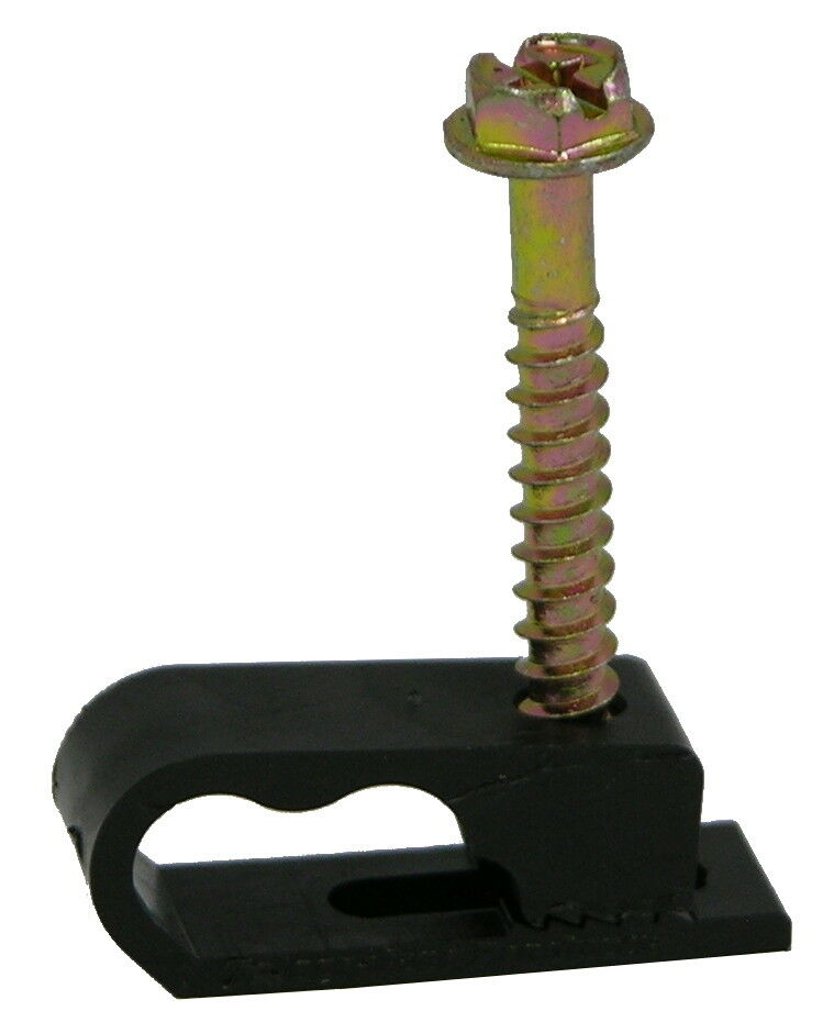 Telecrafter D7BK, Flex Clips for dual RG-6 or RG-59 Coax cable, 7/8" screw, 100/pack