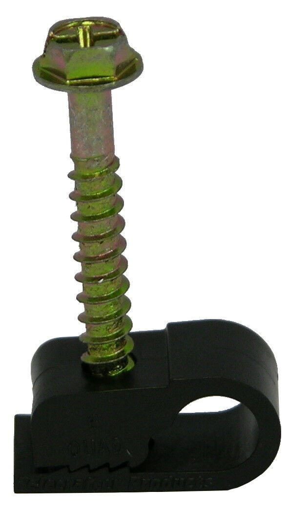Telecrafter Q7BK, Flex Clips for RG-6 Quad shield Coax Cable, 7/8" screw, 100/bag