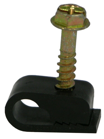 Telecrafter S4BK, Flex Clips for RG-6 or RG-59 Coax Cable, 1/2" screw, 100/bag