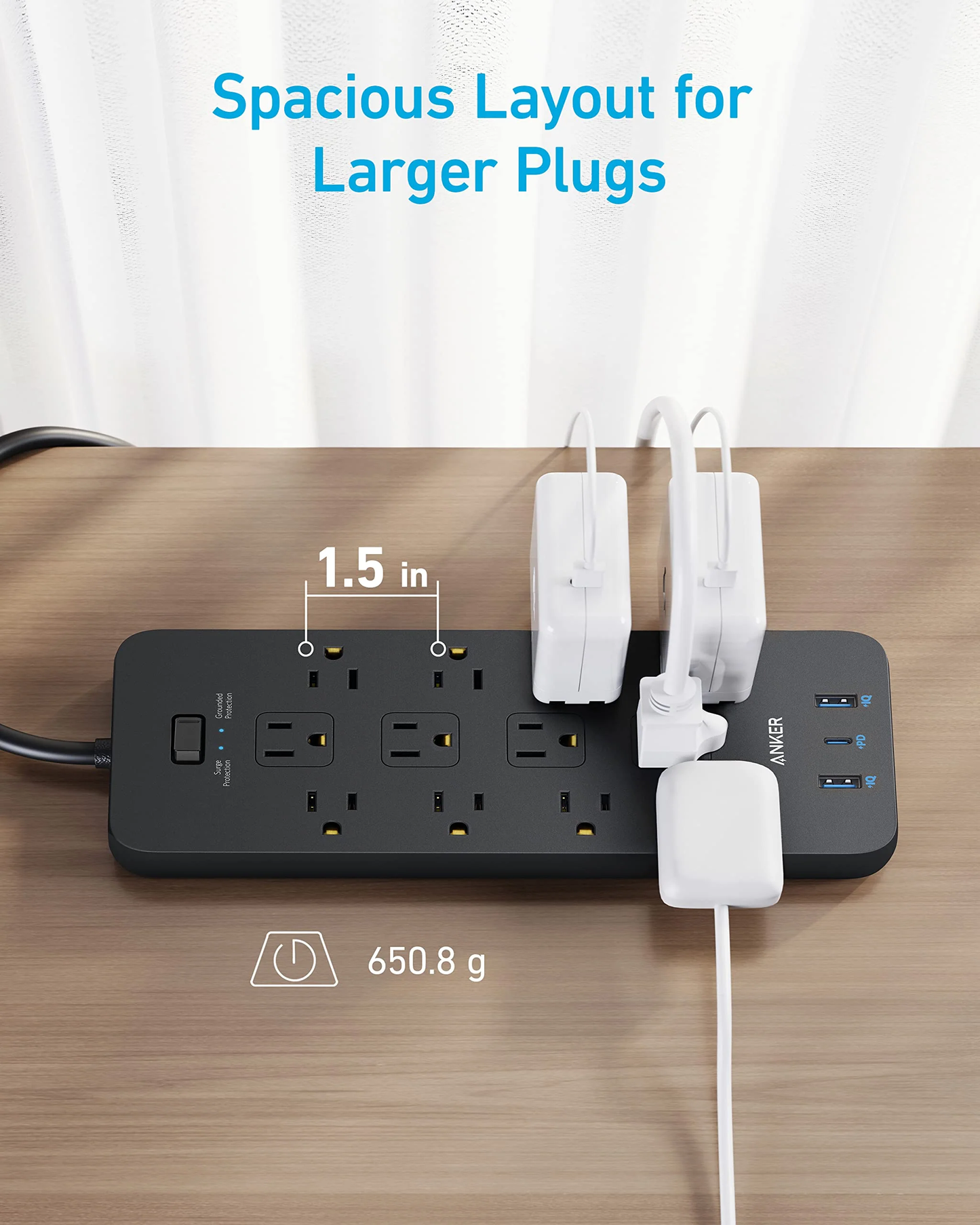 Anker 351 Power Strip 12 Outlet With USB 5ft cord 2100 Joules Protection