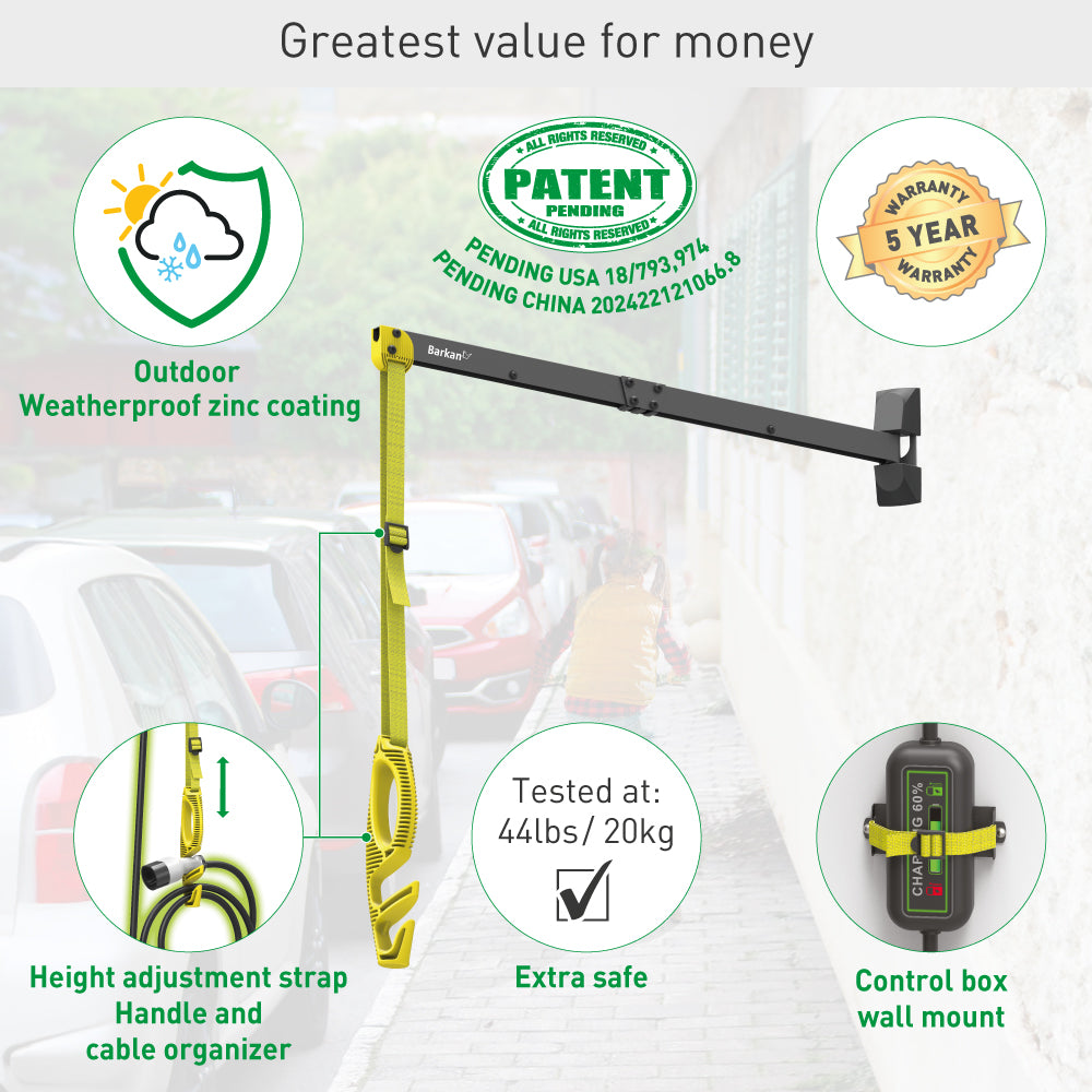 Barkan EV80WM 32” / 80cm Protective EV Charging Cable Wall Arm For EV Charging Stations