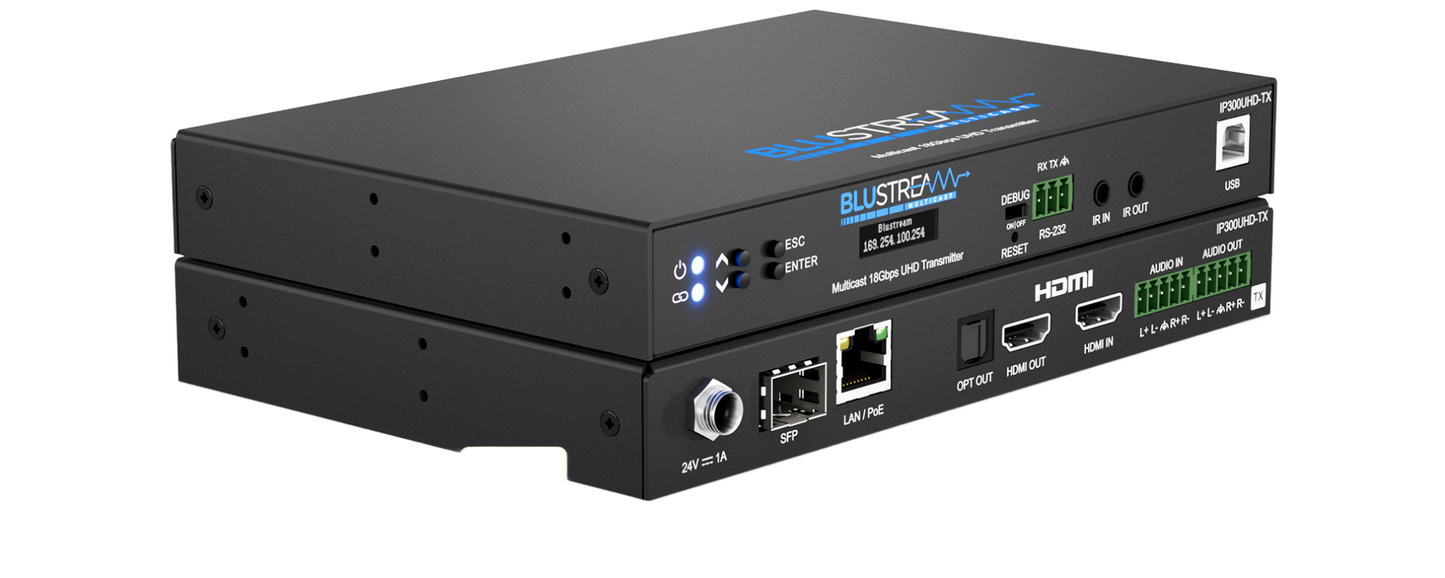 IP300UHD-TX 4K 60hz UHD HDMI Video Over Ip Transmitter with Poe Over 1GB Network
