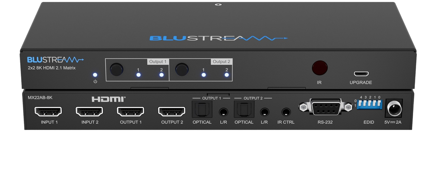 MX22AB-8K 2x2 8K HDMI 2.1 Matrix with Audio Breakout