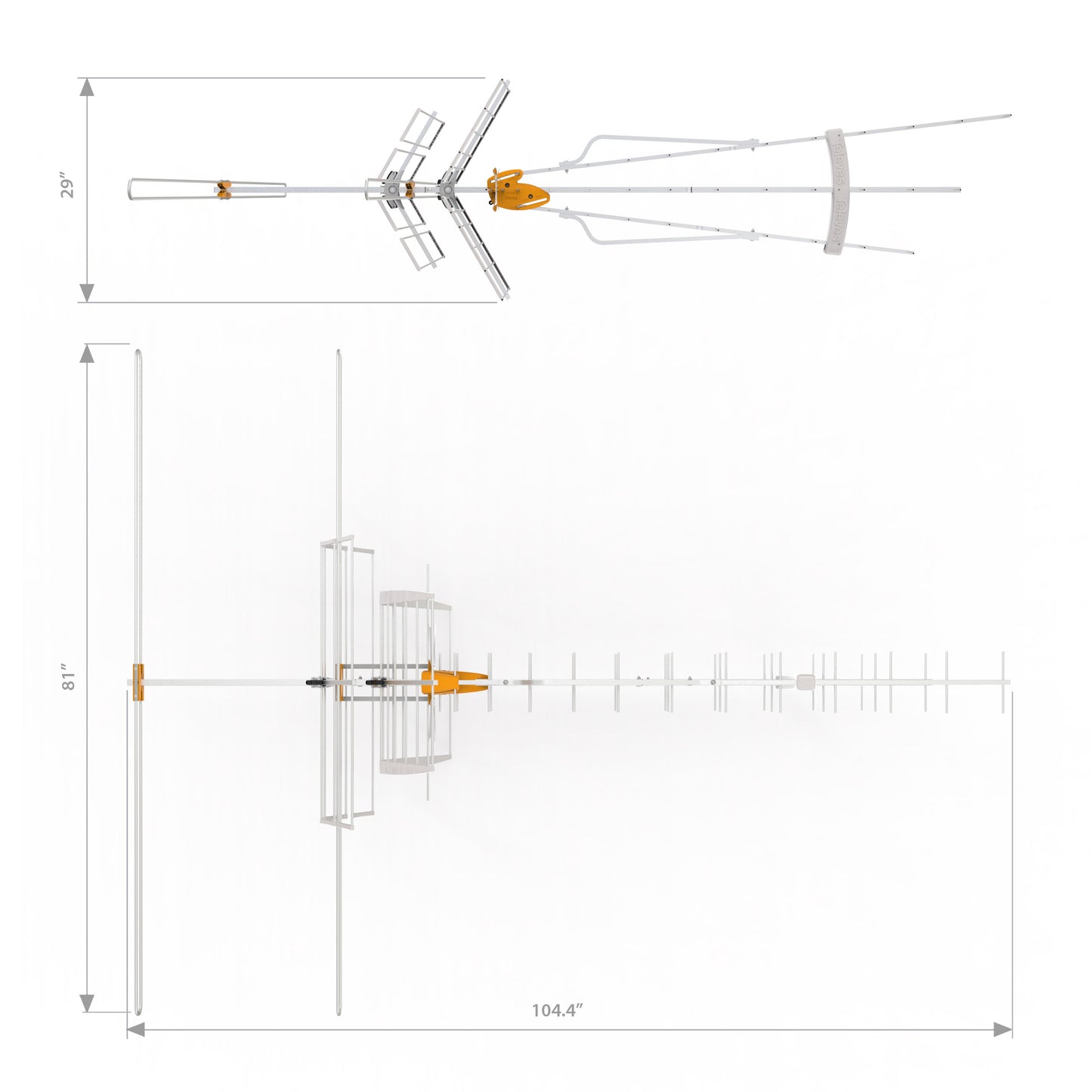 Televes 148383, DAT BOSS MIX LR antenna W/Preamp, Long Range, Low-VHF/High-VHF/UHF Repack ready, Replaces 148381