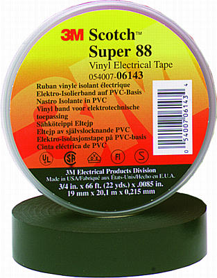 3M 06143, Super 88 electrical tape, extra thick, 3/4" x 66 ft