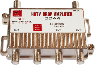 Antennas Direct CDA4, 4 Output TV / CATV Distribution Amplifier 7.5dB Gain per Port