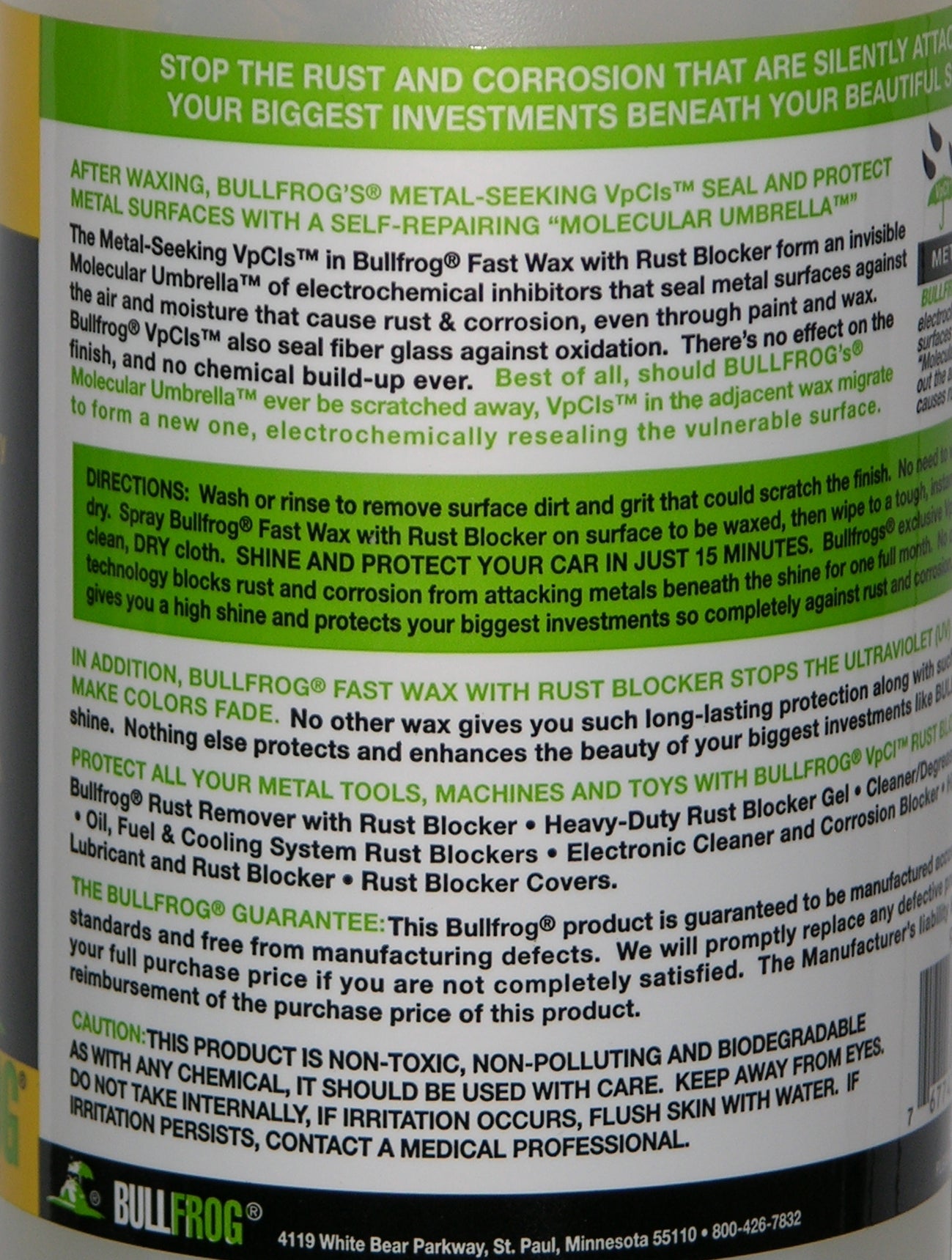 Bullfrog 98198 Fast Wax Spray w/ Rust Blocker, Shines & Protects Car Truck, More, 32oz