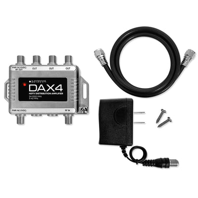 Antennas Direct DAX4, 4 Output TV / CATV Distribution Amplifier 8dB per port Replaces CDA4