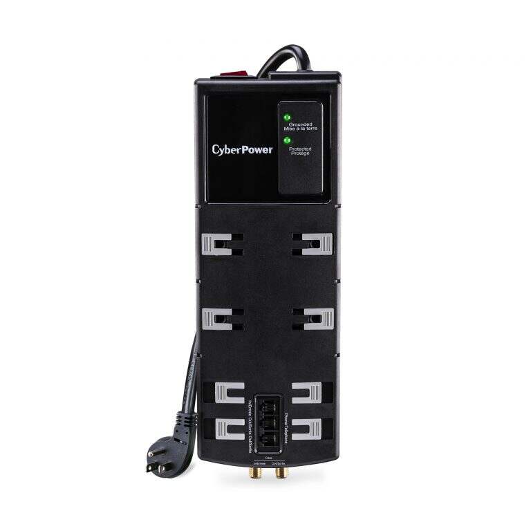Cyber Power HT806TCRC1, surge strip, 8 outlet, 6' cord, 3000J, coax