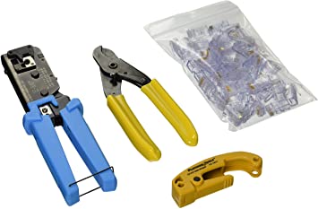 Platinum Tools 100012, RJ-45 Installation Kit Includes Crimper/Cutter, Jacket Stripper, RJ-45 EZ Connectors
