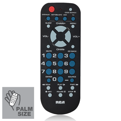 TCE / RCA RCR504BEV, 4 device remote control, universal, palm size