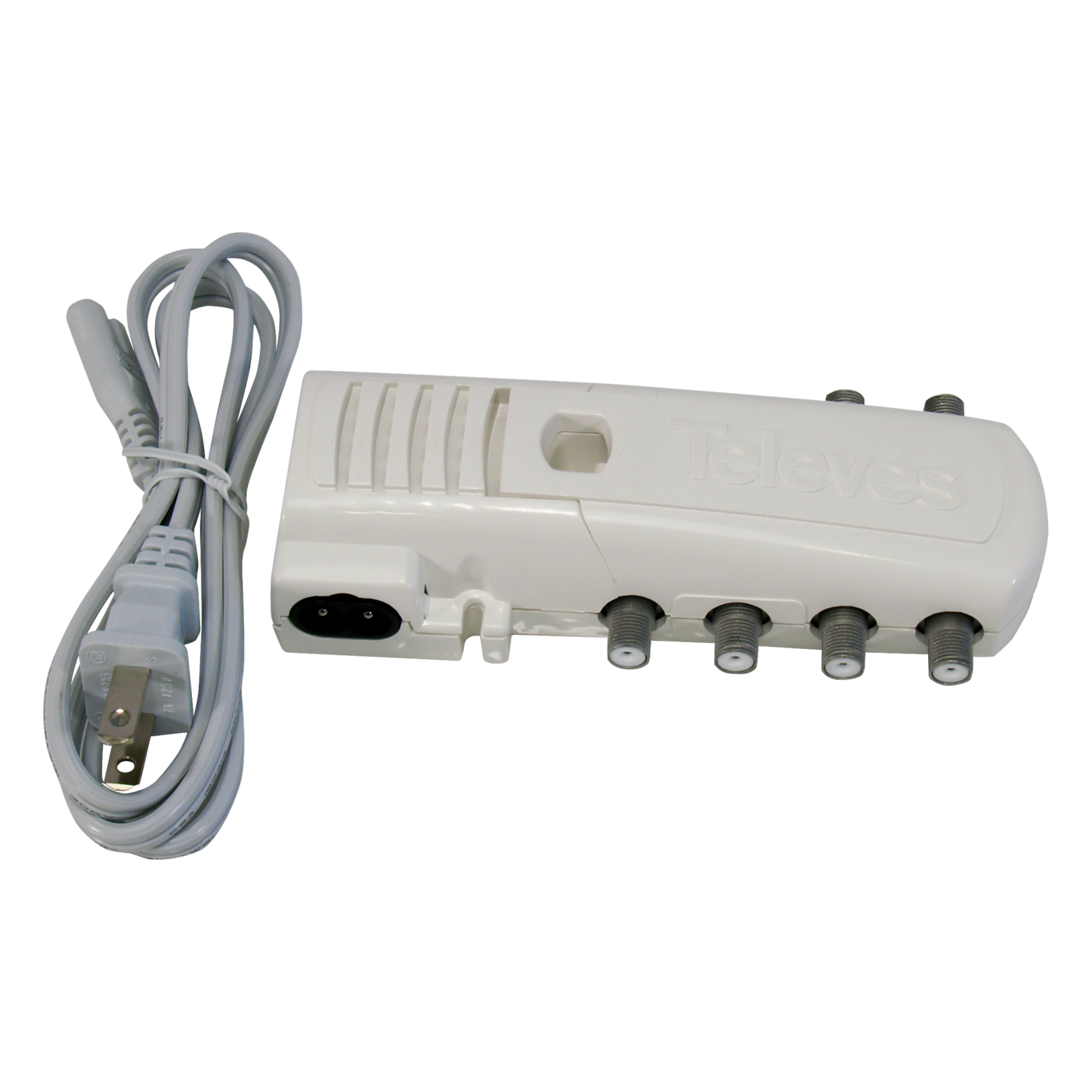 Televes 552380 Distribution Amplifier  "F" domestic amplifier (UL certified) 5 outputs (4+TV): VHF/UHF 16dB Gain, Adjustable