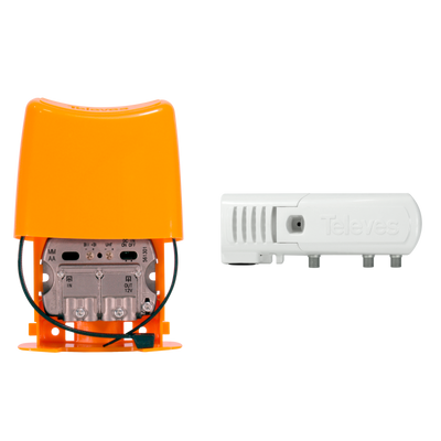 Televes 561380 Kit: NanoKom Mast Amplifier with “F” Power Supply Unit, Preamp 30dB Gain/UHF, 20dB Gain/VHF