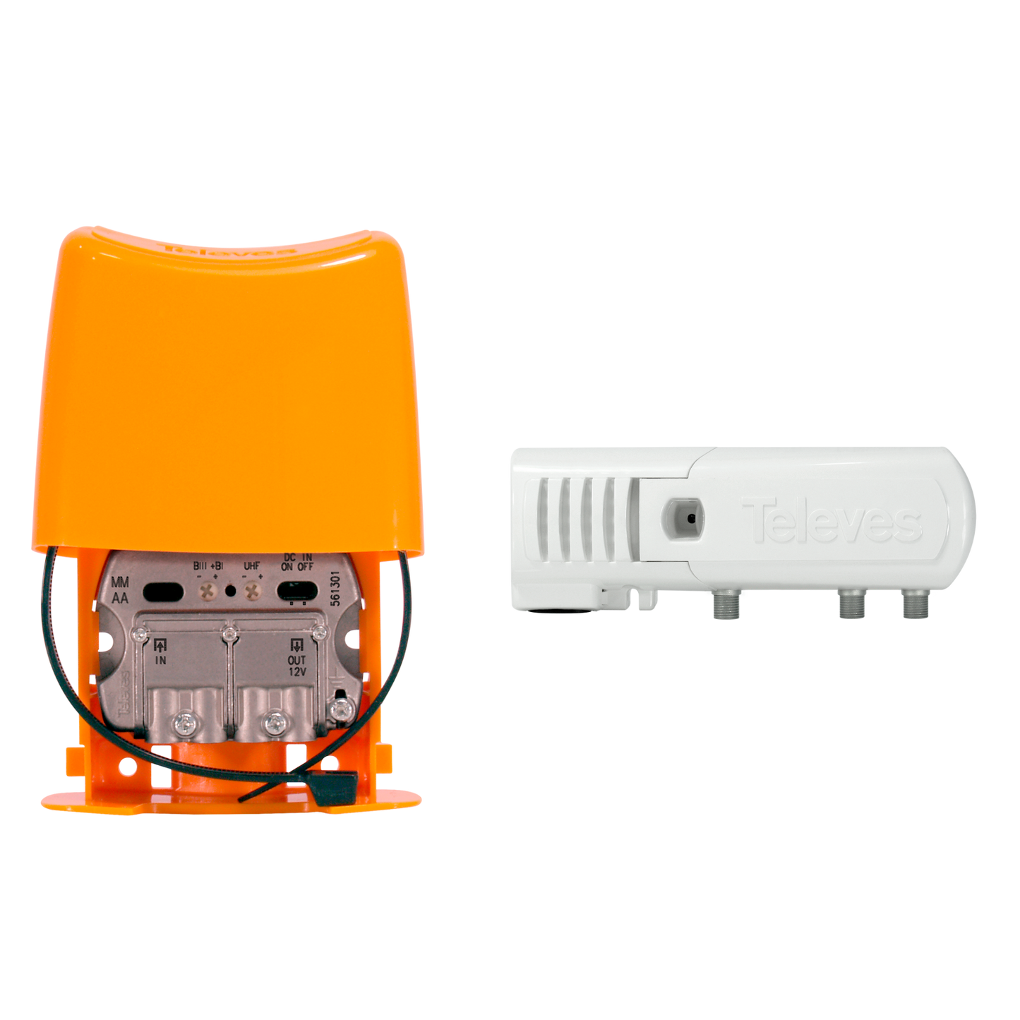Televes 561380 Kit: NanoKom Mast Amplifier with “F” Power Supply Unit, Preamp 30dB Gain/UHF, 20dB Gain/VHF