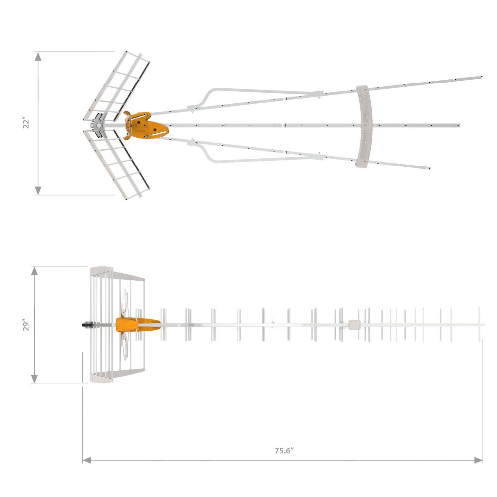 Televes 149784, DAT BOSS LR UHF Antenna W/Pre-Amplifier, Long Range/Fringe (149783)